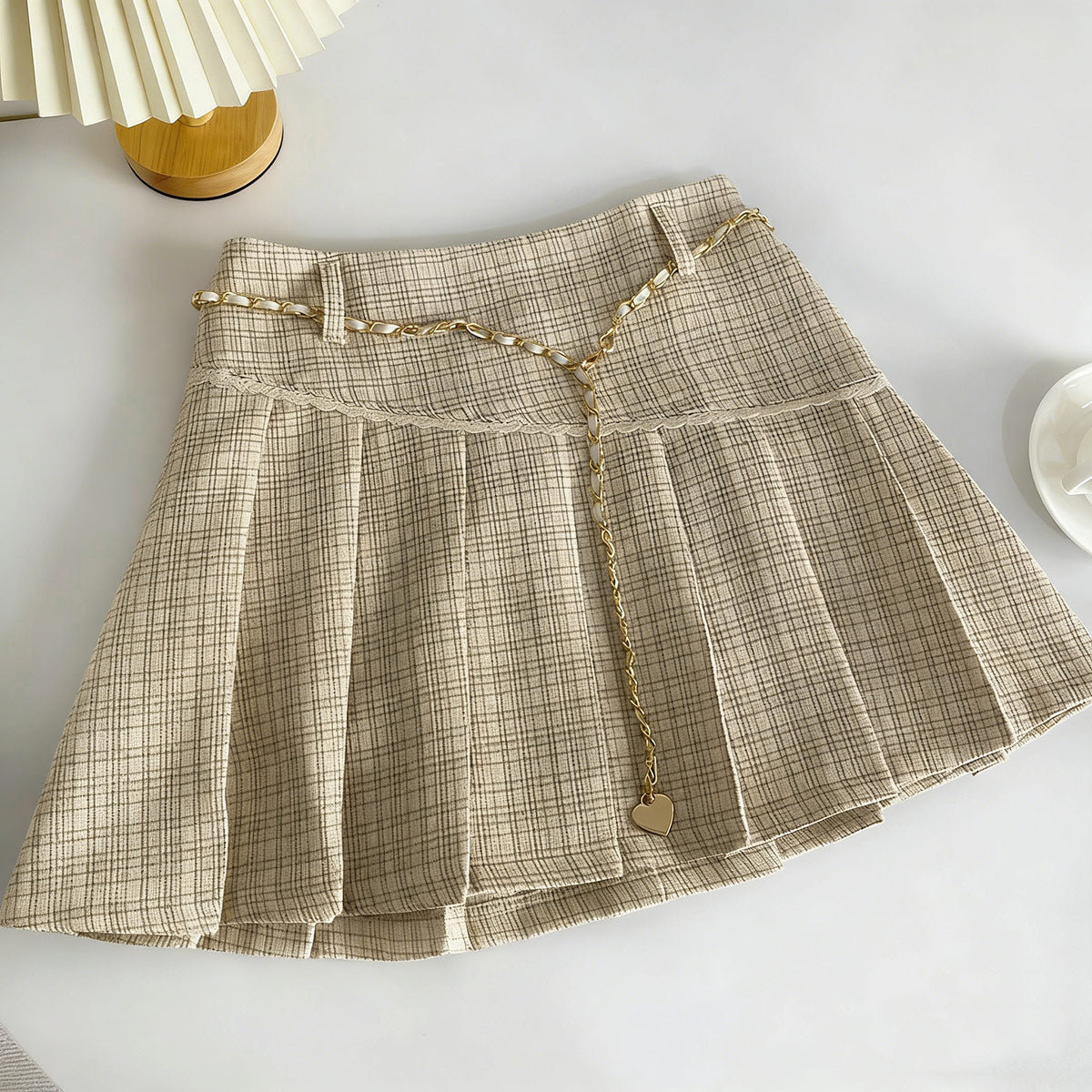 Checkered Pleated Skirt SE23919