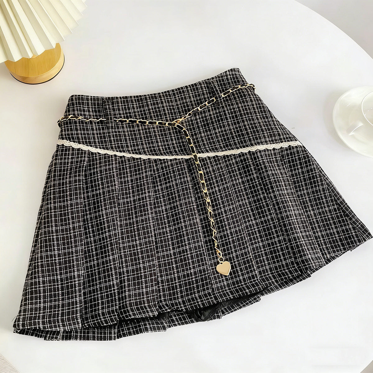 Checkered Pleated Skirt SE23919