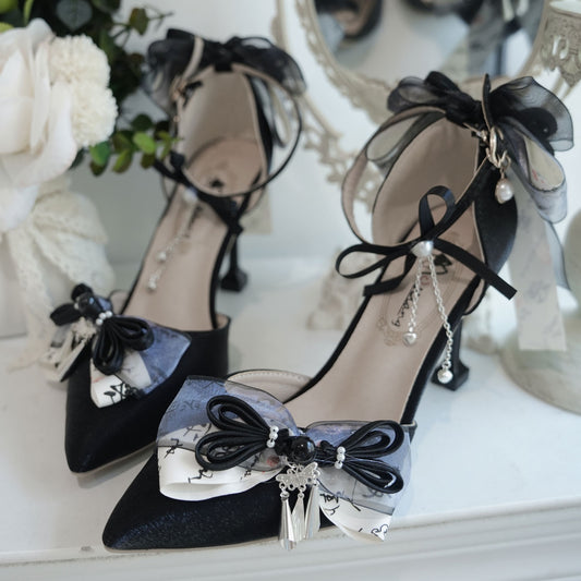 Cheongsam Hanfu Lace Bow Heels SE23393