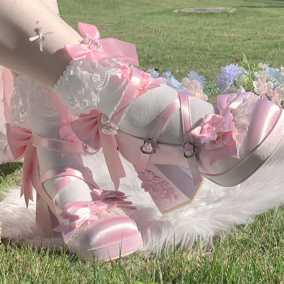 Cherry Blossom Bow Heel Shoes SE23798