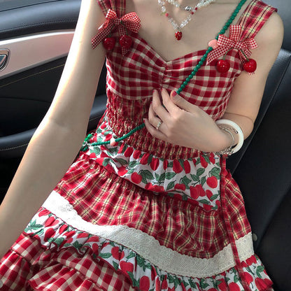 Cherry Plaid Dress SE22856