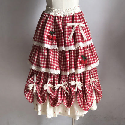 Cherry Plaid Skirt SE23927