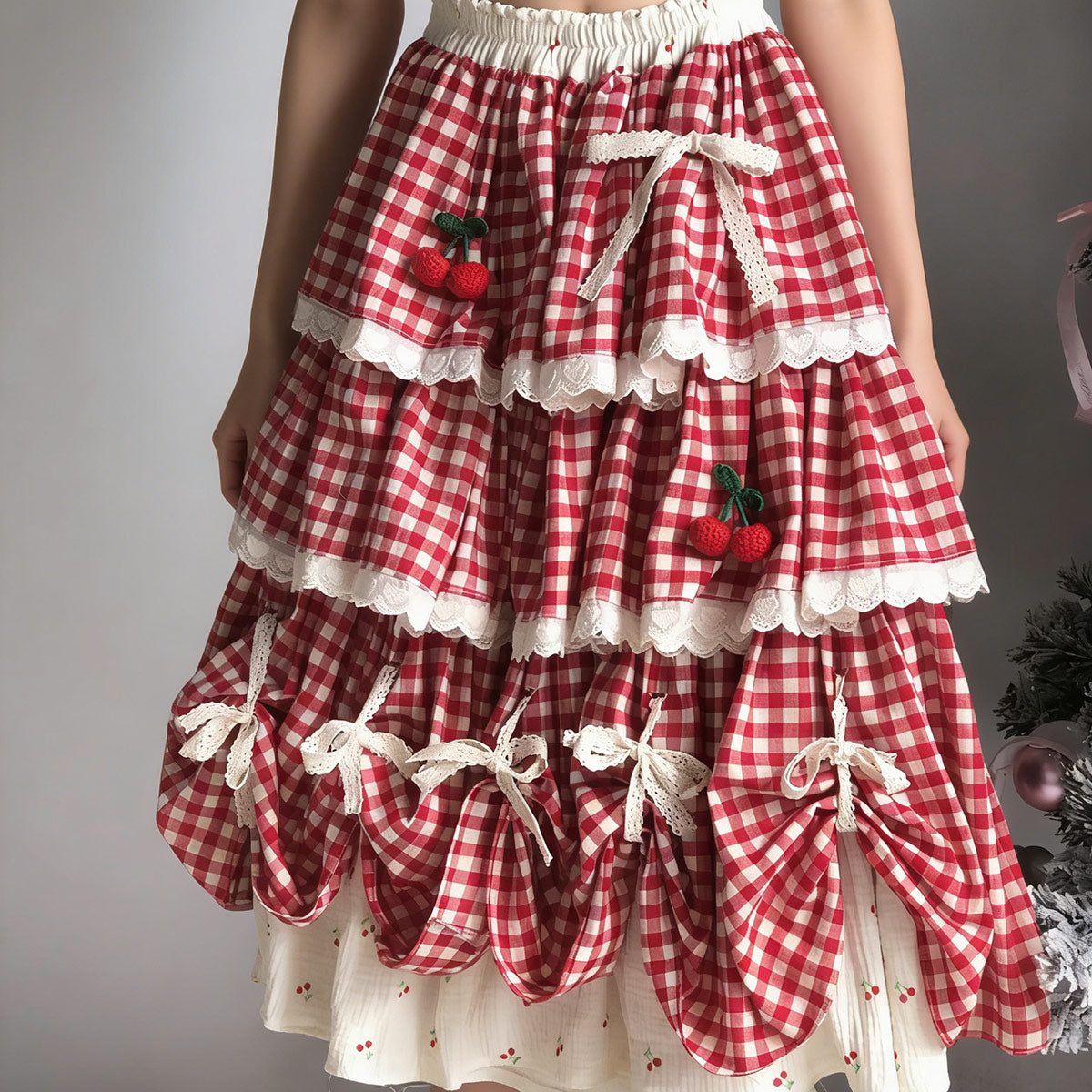 Cherry Plaid Skirt SE23927