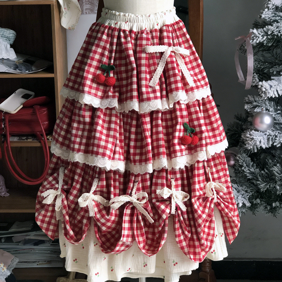 Cherry Plaid Skirt SE23927