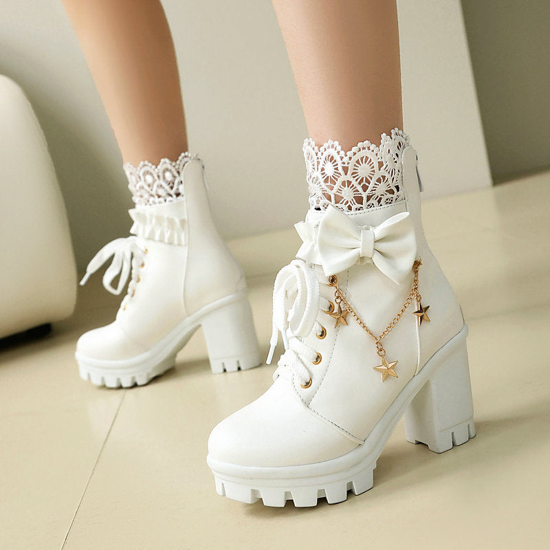 Chunky Heel Gothic Lolita Boots SE23856