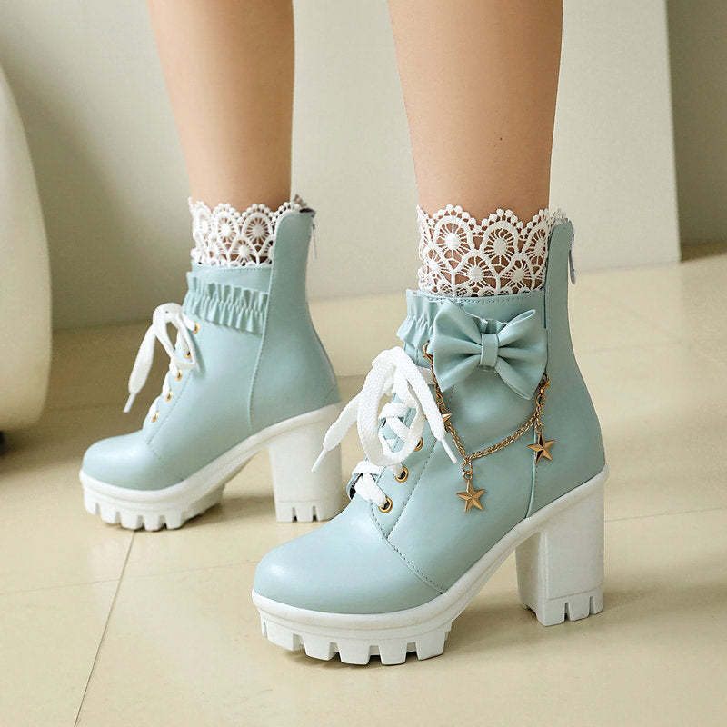 Chunky Heel Gothic Lolita Boots SE23856