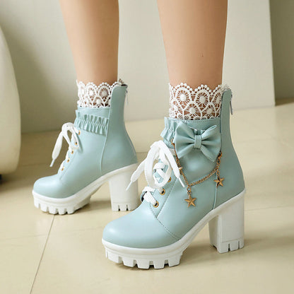 Chunky Heel Gothic Lolita Boots SE23856