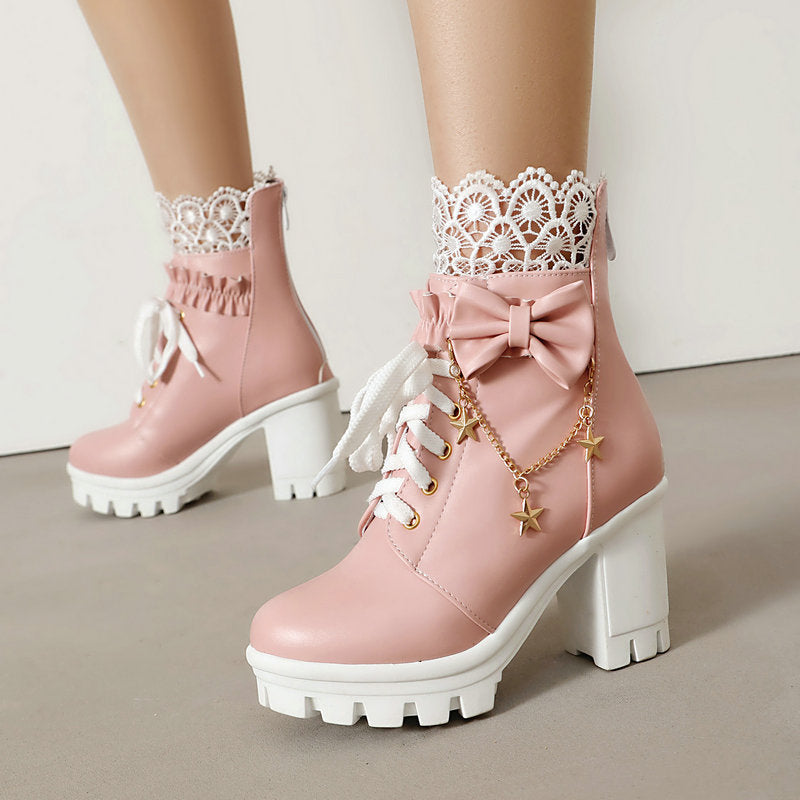 Chunky Heel Gothic Lolita Boots SE23856