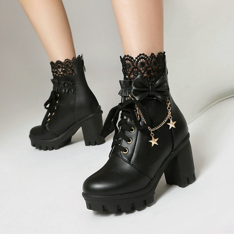 Chunky Heel Gothic Lolita Boots SE23856