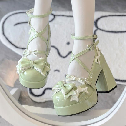 Chunky Heels with Sweet Bow SE23348