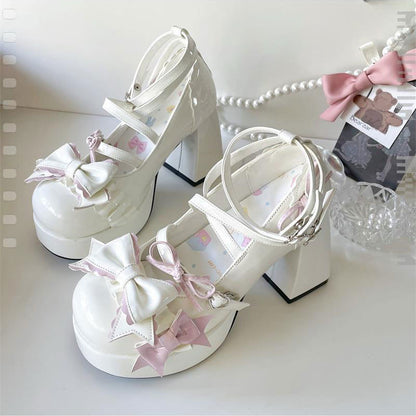 Chunky Heels with Sweet Bow SE23348