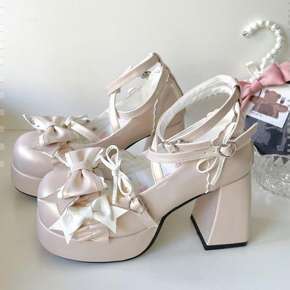Chunky Heels with Sweet Bow SE23348