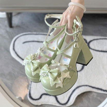 Chunky Heels with Sweet Bow SE23348