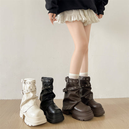 Chunky Platform Buckle Strap Ankle Boots SE23834