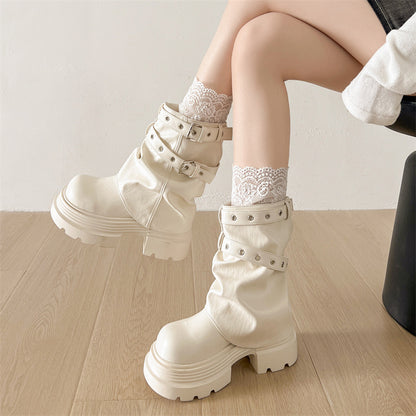Chunky Platform Buckle Strap Ankle Boots SE23834
