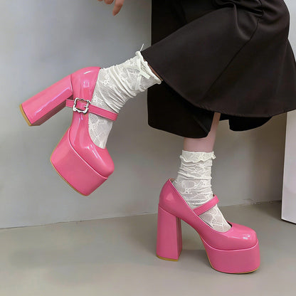 Chunky Block Heel Retro Style SE23836