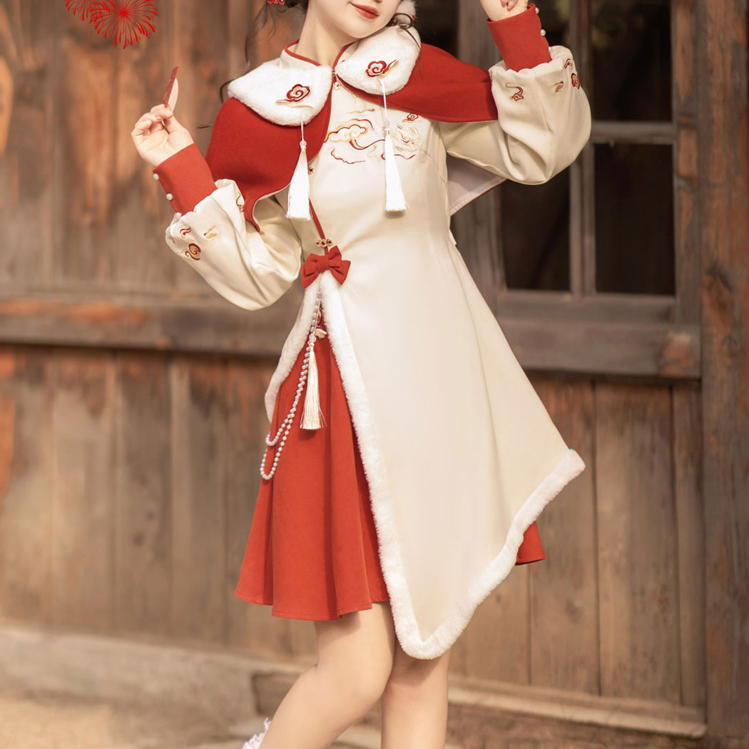 Cloud Rabbit Shawl Dress Set SE23017