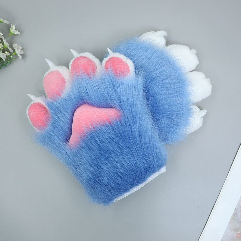thumbnail image 2 of Faux Fur Fox Paws Mittens For Halloween Cosplay Costume Plush 2 of 14