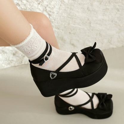 Cross-Strap Wedge Heels with Bow SE23362