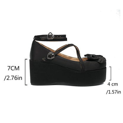 Cross-Strap Wedge Heels with Bow SE23362