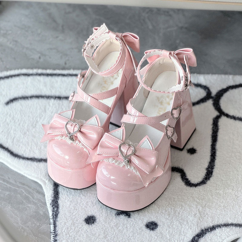 Cute Cat Bow Heels Shoes SE23223