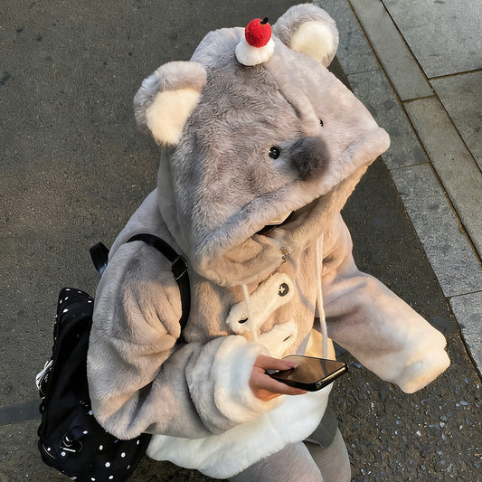 Cute Koala Plush Fluffy Warm Hoodie SE23847