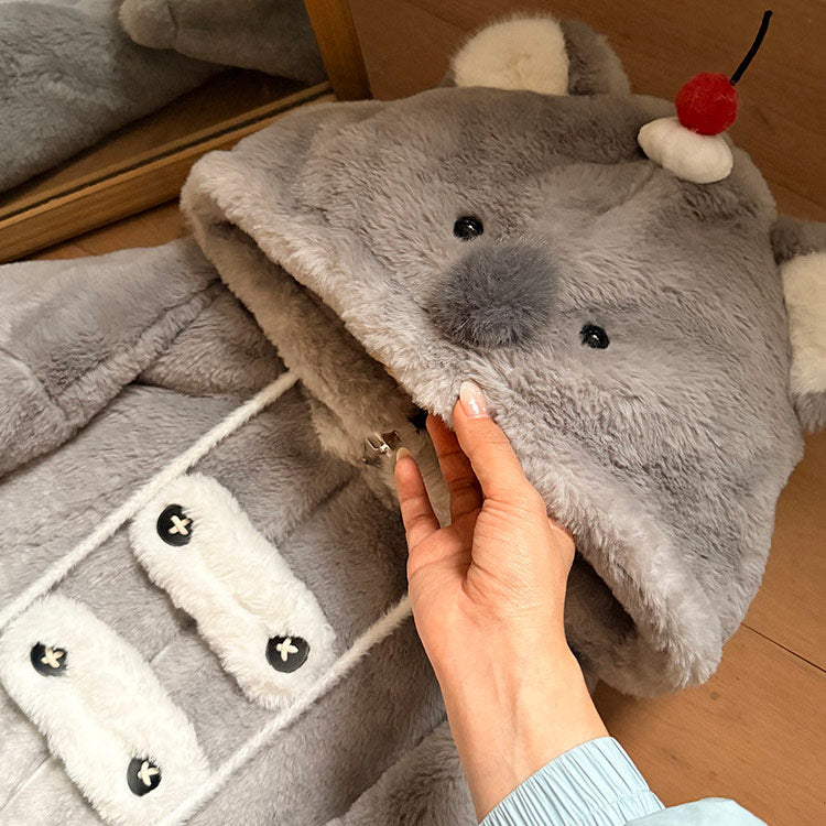 Cute Koala Plush Fluffy Warm Hoodie SE23847