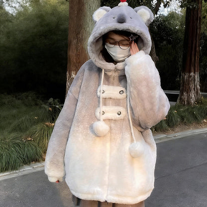 Cute Koala Plush Fluffy Warm Hoodie SE23847
