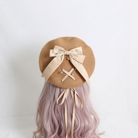 Cute Woolen Bow Beret SE22968