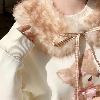 Deer Fleece Pullover Sweatshirts SE23815