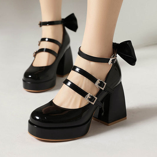 Elegant Bow Chunky Heels Shoes SE22883