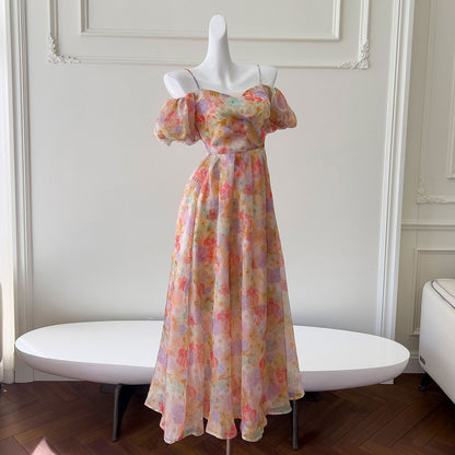 Elegant Chiffon Print Flower Dress SE22835