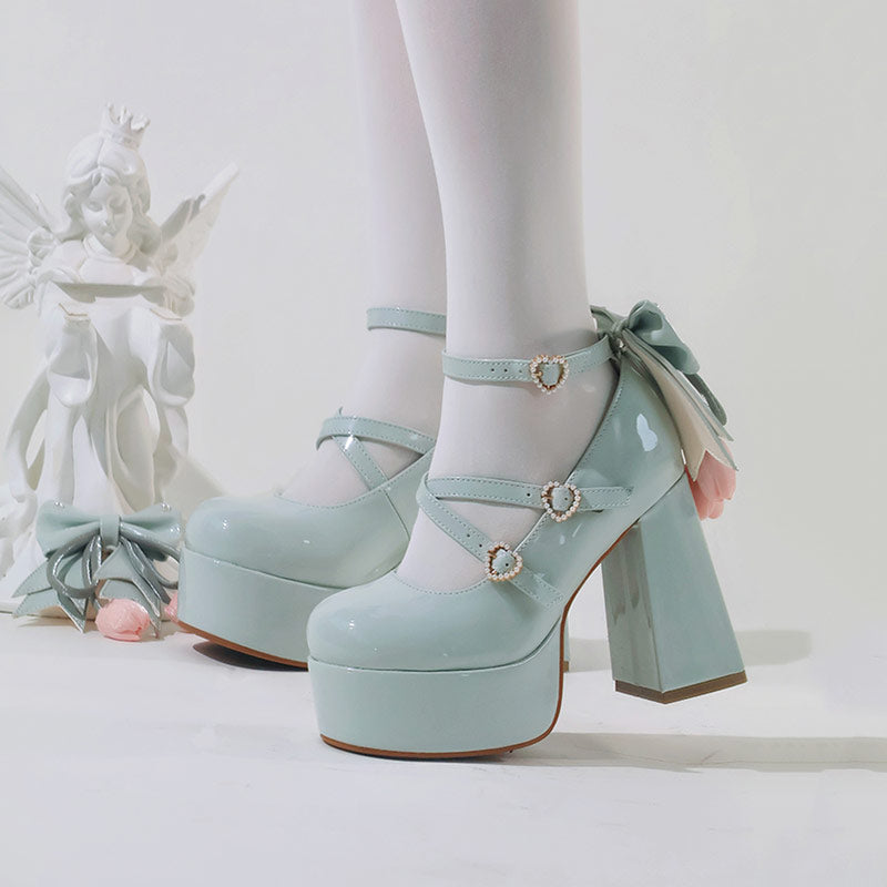 Elegant Flower Bow Heels Shoes SE23816