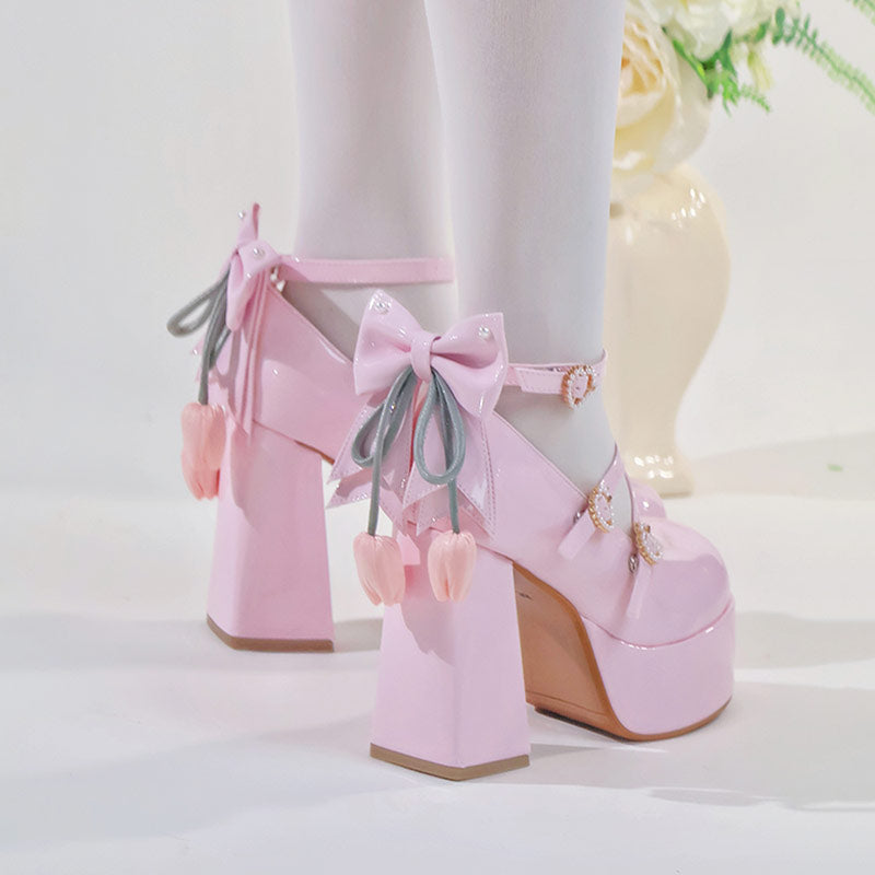 Elegant Flower Bow Heels Shoes SE23816