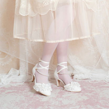 Elegant Lace Bow Heel Shoes SE23893