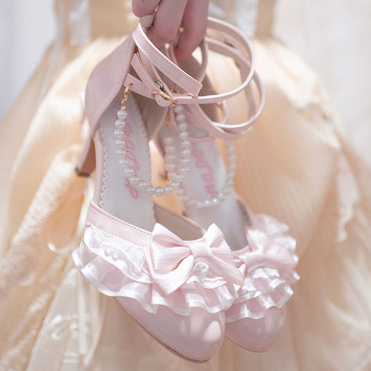 Elegant Lace Bow Heel Shoes SE23893