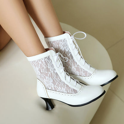 Elegant Lace Floral Short Boots SE23870