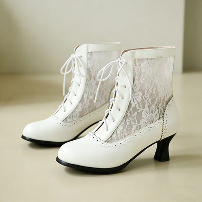 Elegant Lace Floral Short Boots SE23870