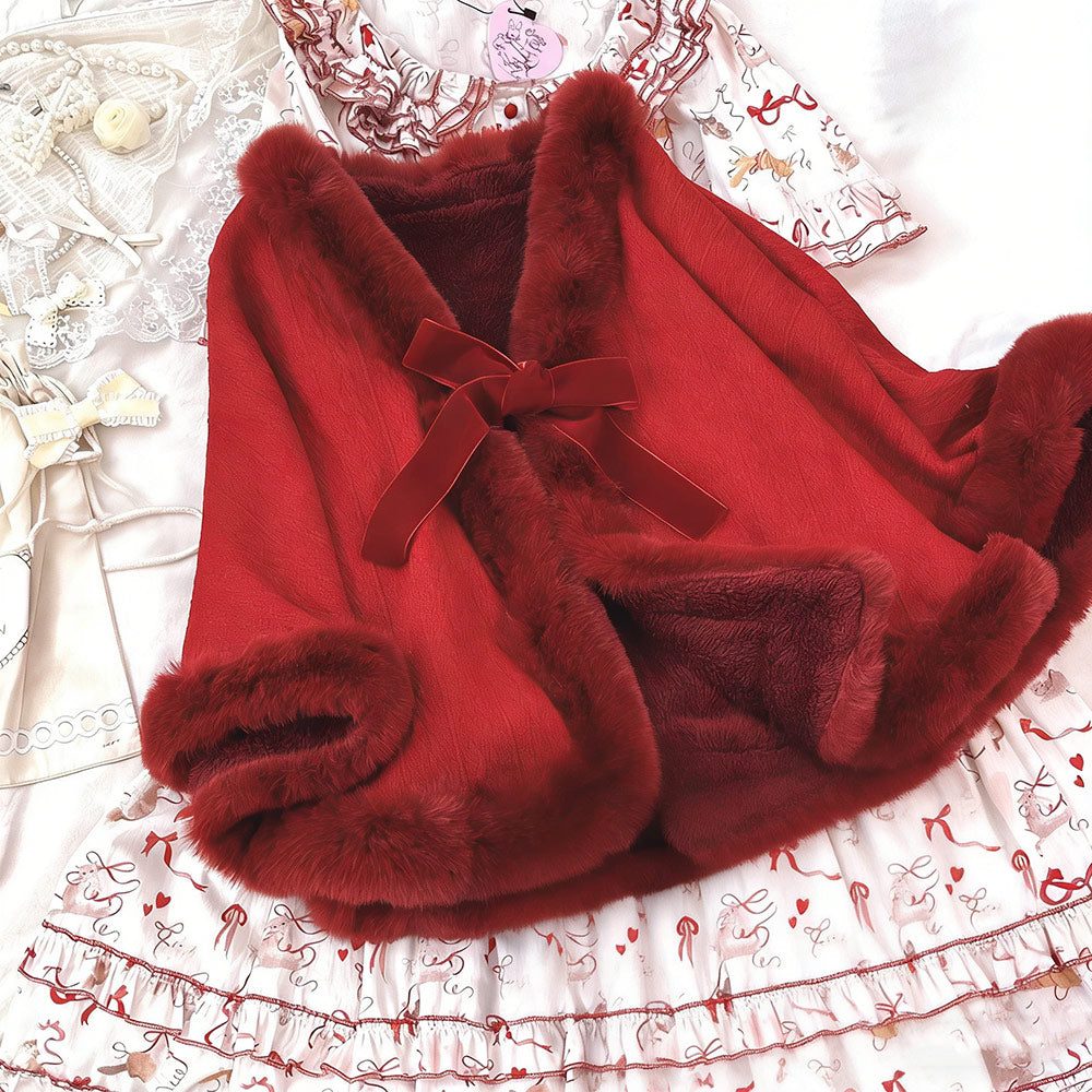 Elegant Plush Bow Cape SE23820
