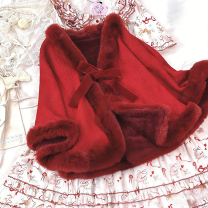 Elegant Plush Bow Cape SE23820