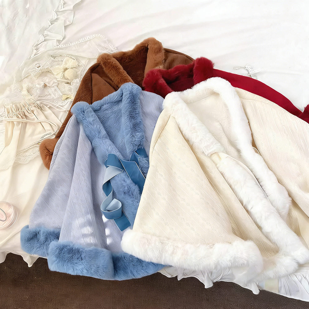 Elegant Plush Bow Cape SE23820