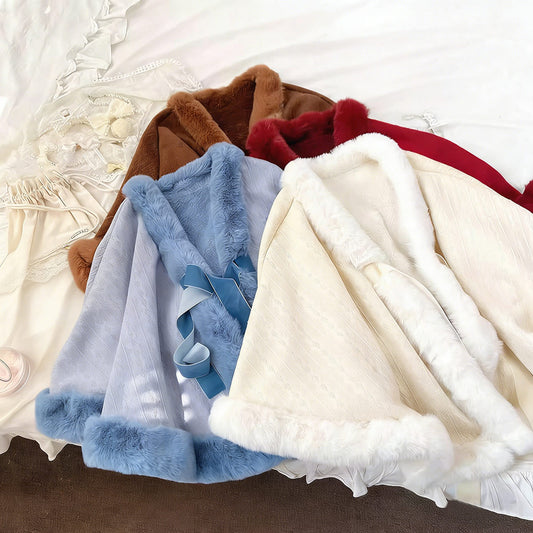 Elegant Plush Bow Cape SE23820