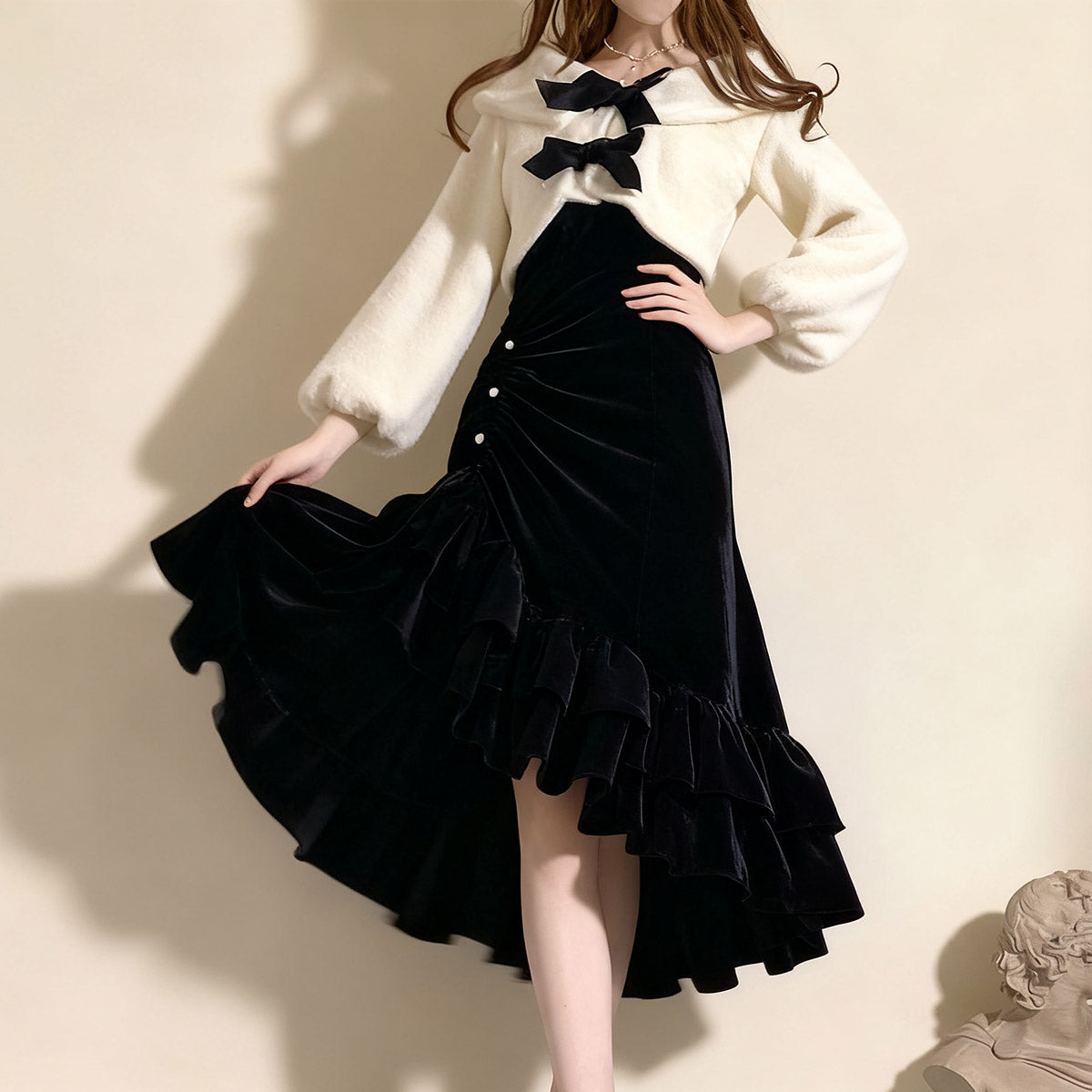 Elegant Velvet Dress Sweater Set SE23771