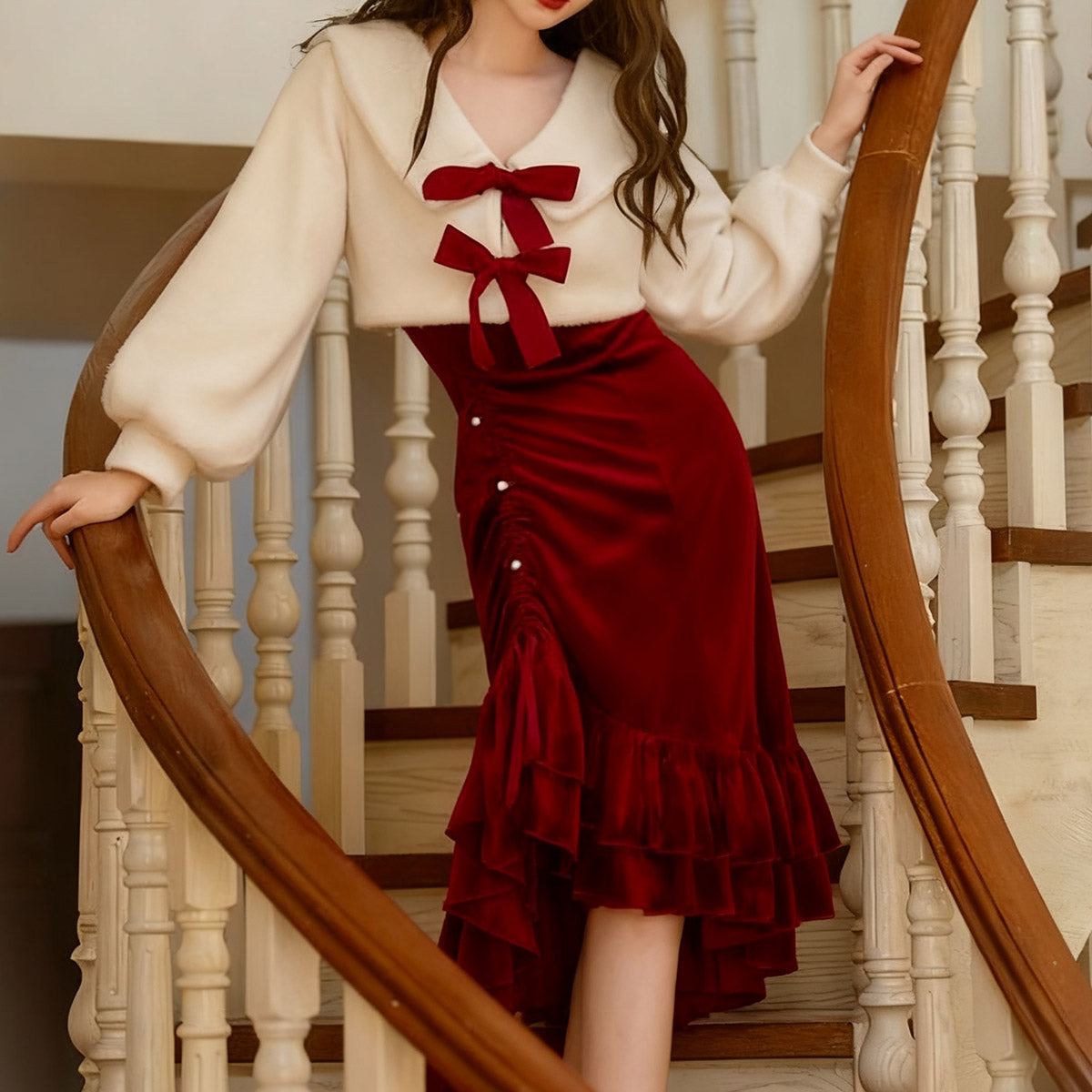 Elegant Velvet Dress Sweater Set SE23771
