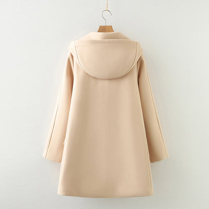 Embroidered Bear Woolen Hooded Coat SE23819