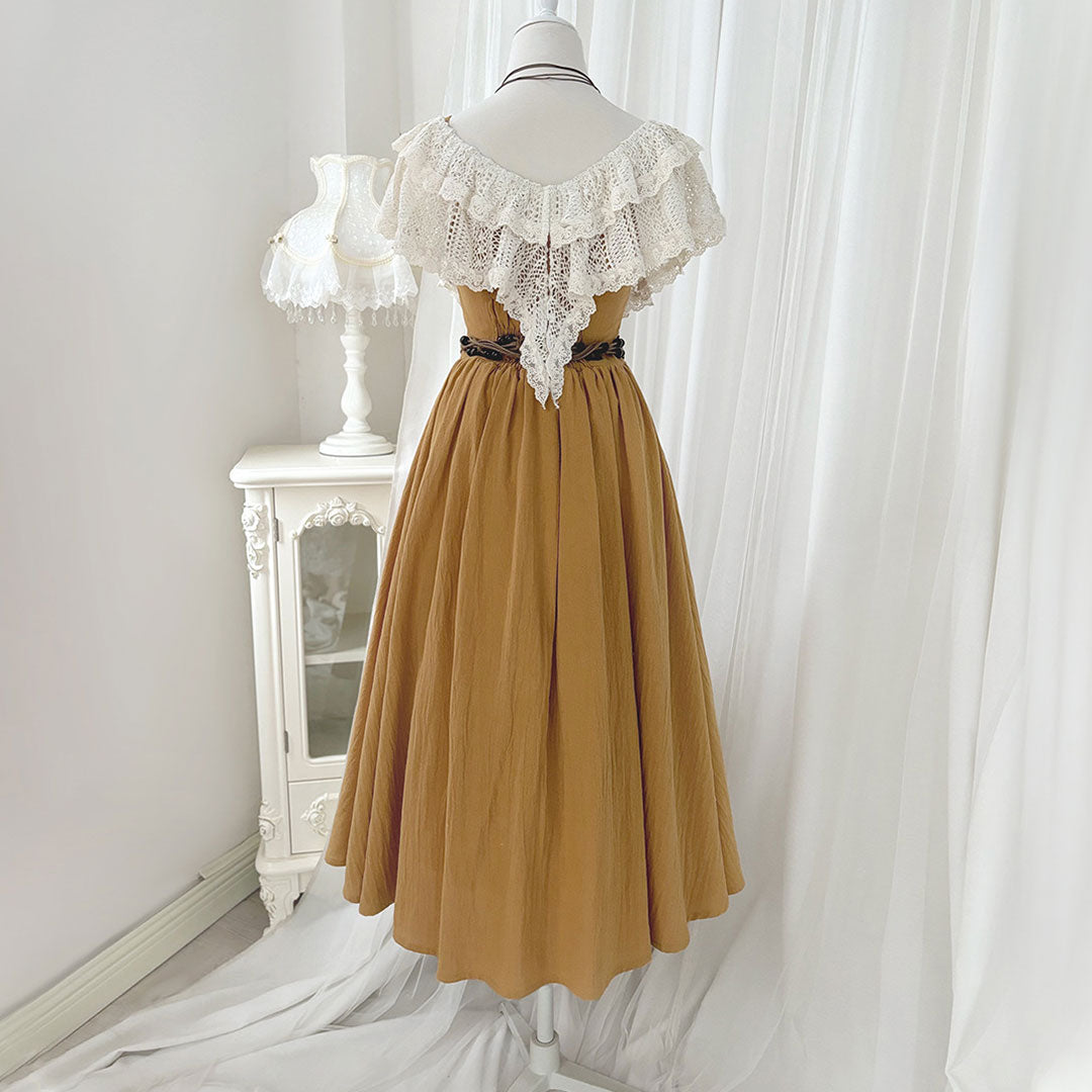 Embroidered Flower Yellow Dress Set SE23218