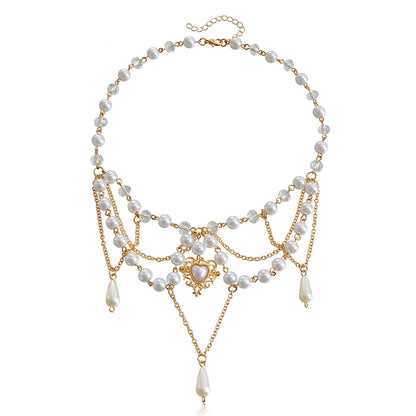 Fairy Core Heart Pearl Pendant Necklace SE22892