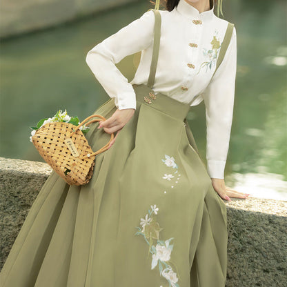 Floral Blouse Skirt Hanfu Set SE22705