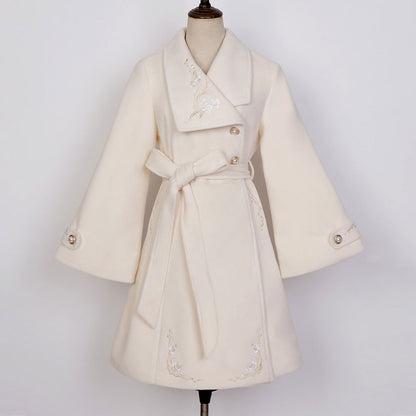 Floral Embroidered Woolen Coat SE22957