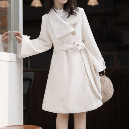 Floral Embroidered Woolen Coat SE22957